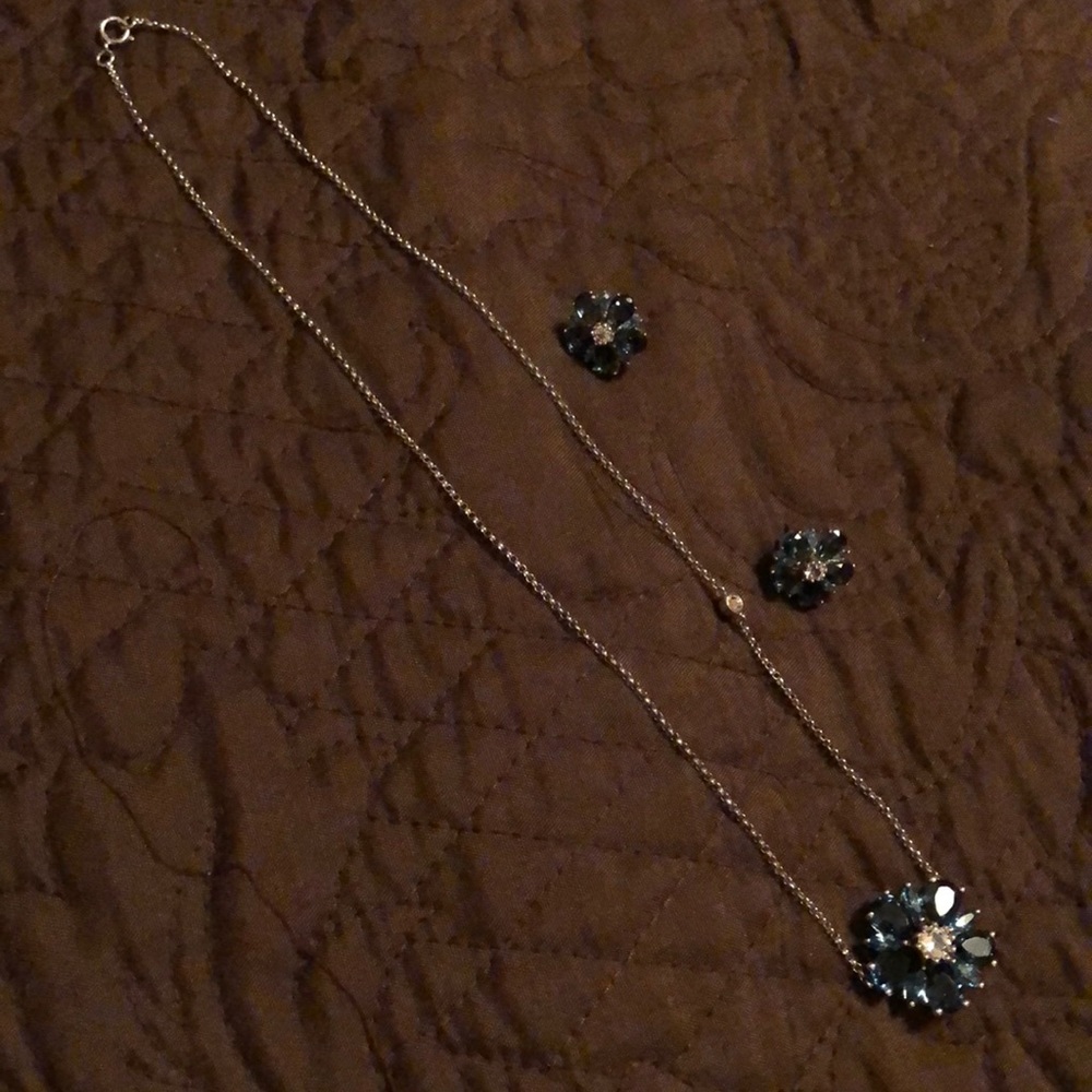 SS blue topaz necklace and earrings set